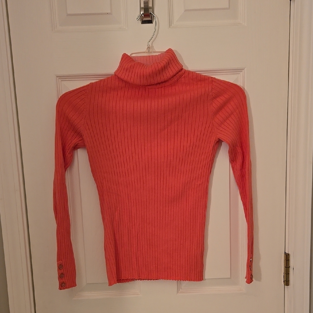 Coral Turtleneck Sweater